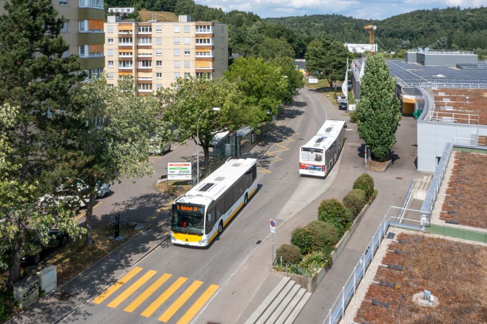 Drohnenaufnahme mit dem Projektperimeter: Gennersbrunnerstrasse, Stüdliackerstrasse, Neutalstrasse und «Im Brüel»