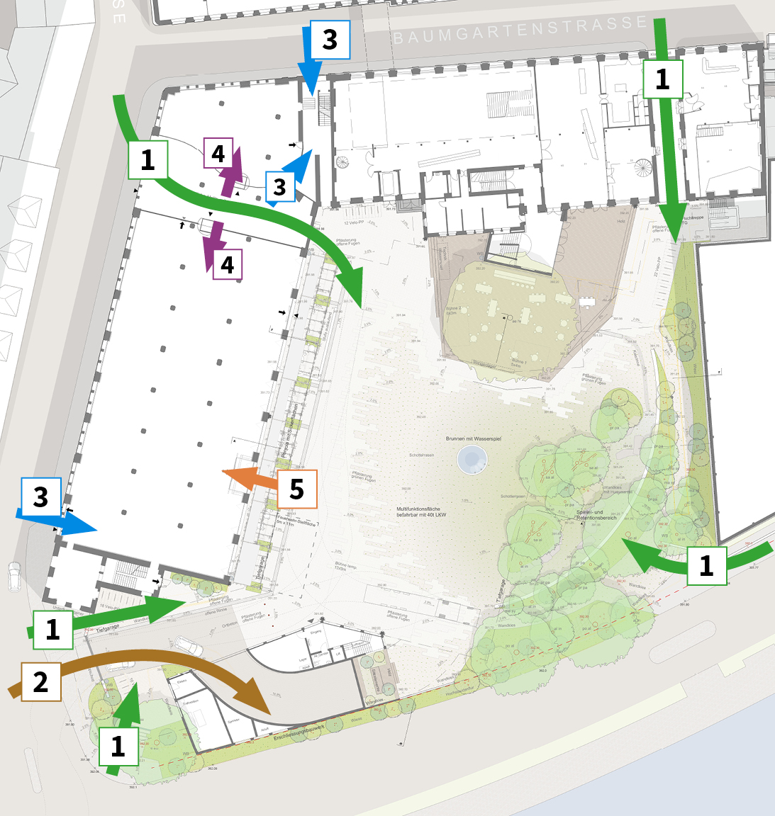 Übersichtsplan Erschliessung Kammgarnareal