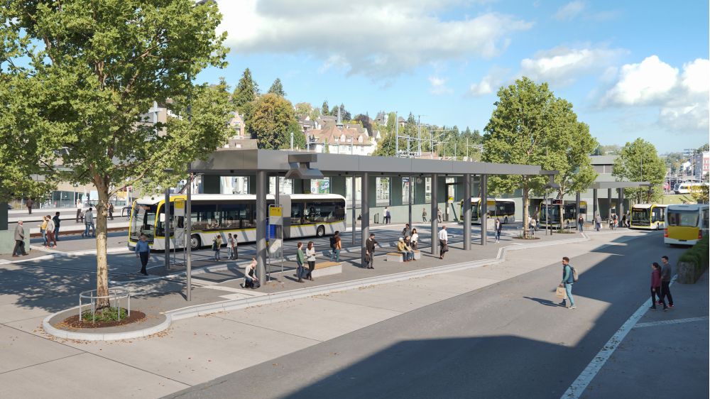 Ansicht Regionalbuszentrum von der Bahnhofstrasse